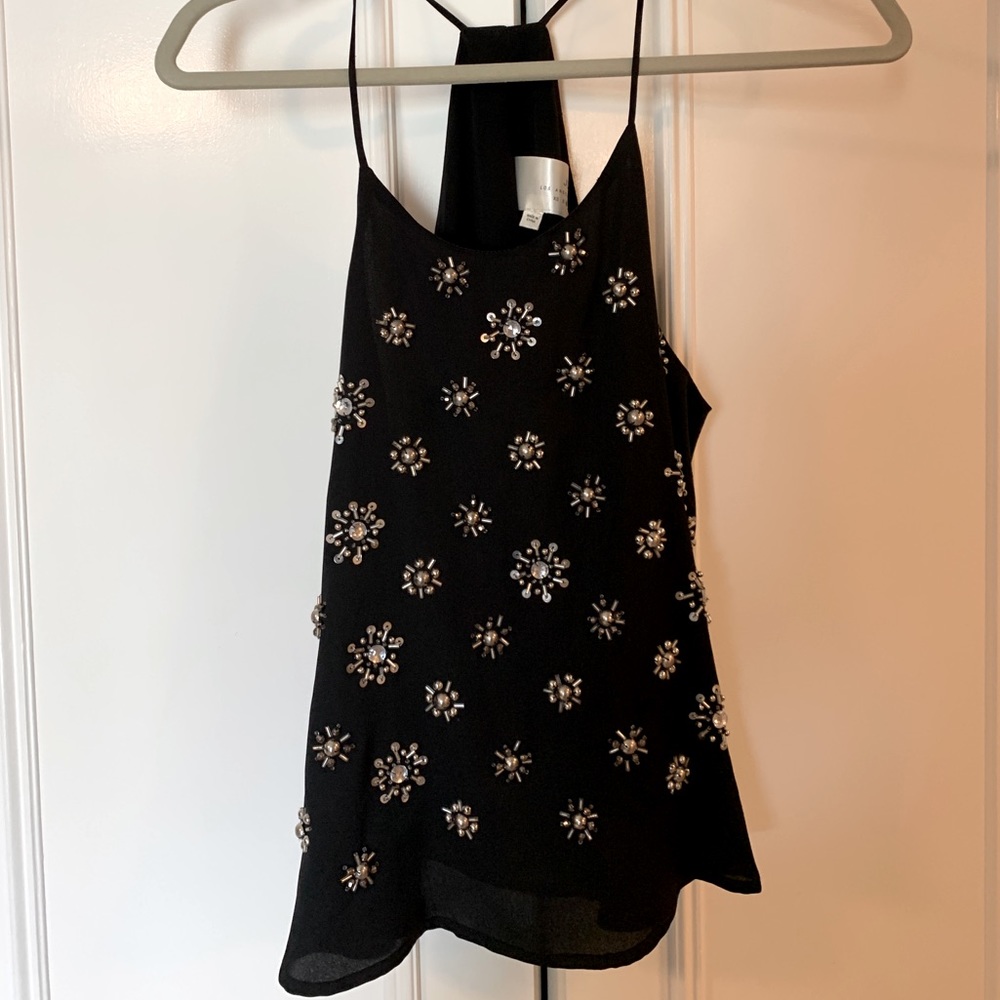 JOA Los Angeles Revolve Black Embellished Top
